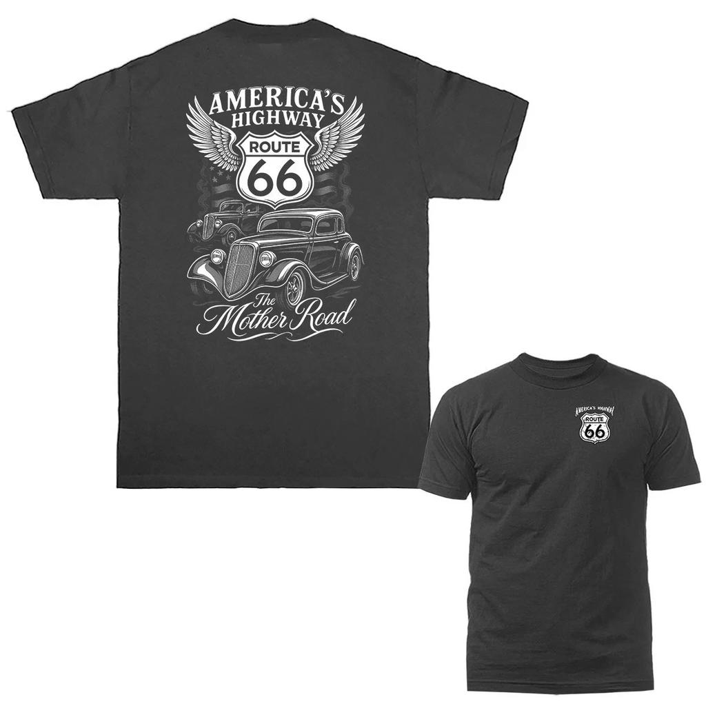The Mother Road America's Highway Route 66 Hot Rod T-shirt