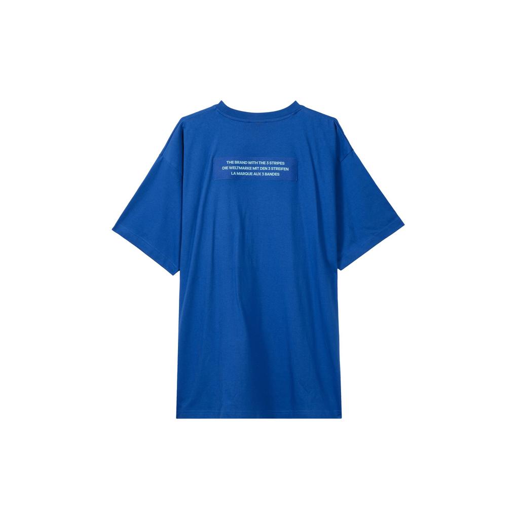 Adidas Originals Big Trefoil Logo Print Loose Round Neck Short Sleeve T-Shirt Men Tops Blue H16237