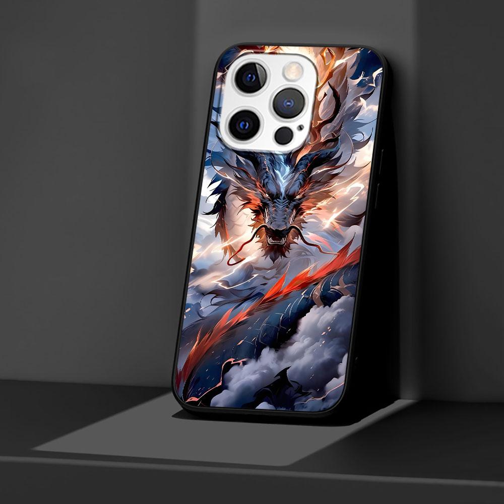 Cartoon Dragon Case for Apple iPhone 14 11 7 SE 2020 8 X XS 13 12 Mini XR 15 Pro Max Silicone Black Soft Phone Cover