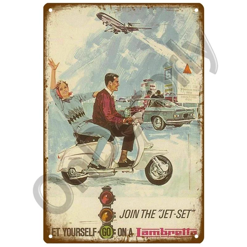 Lambretta Motor Plaque Metall Vintage Blechschild Shabby Chic Dekor Metallschilder Vintage Bar Dekoration Metall Poster Pub Metallplatte