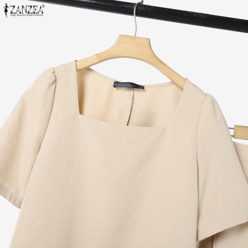 ZANZEA Women Short Sleeve Blouse and Long Skirts Casual Two Piece Suit Sets
