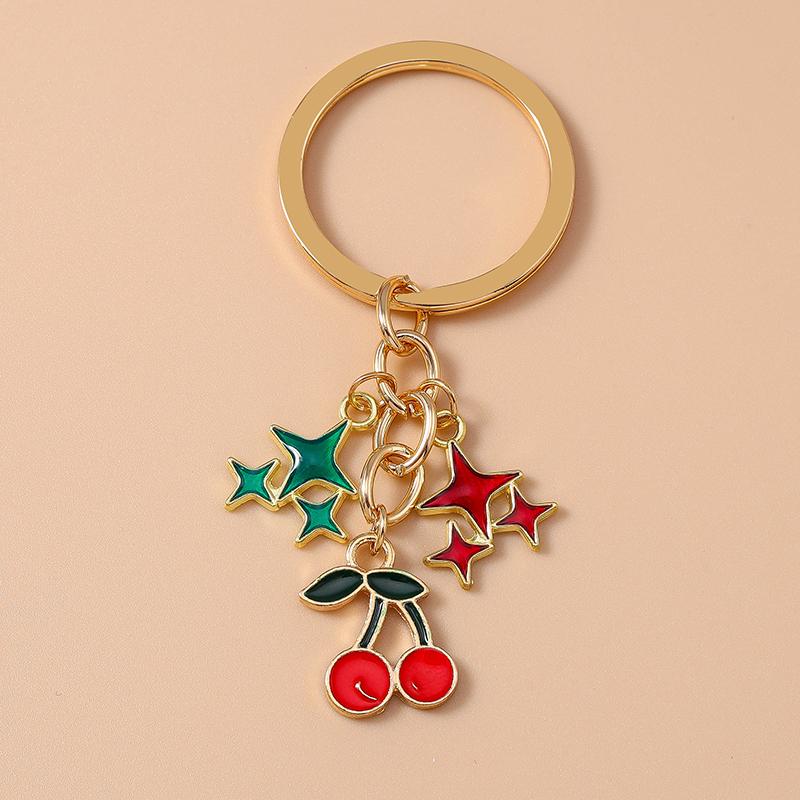 Cute Enamel Simulation Food Fruit Keychan Lemon Strawberry Key Ring for Women Girls Handbag Pendant DIY Jewelry Gift