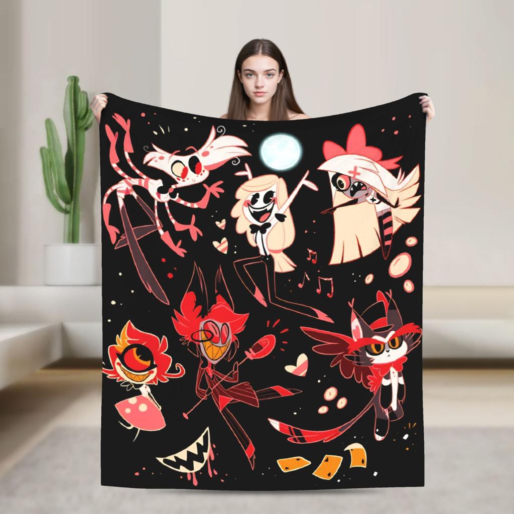 2025 H-Hazbin Hotel Charlie Cartoon Flannel Blanket  Warm Throw Blanket for Bedroom Picnic Print Bedspread Sofa Bed Cover