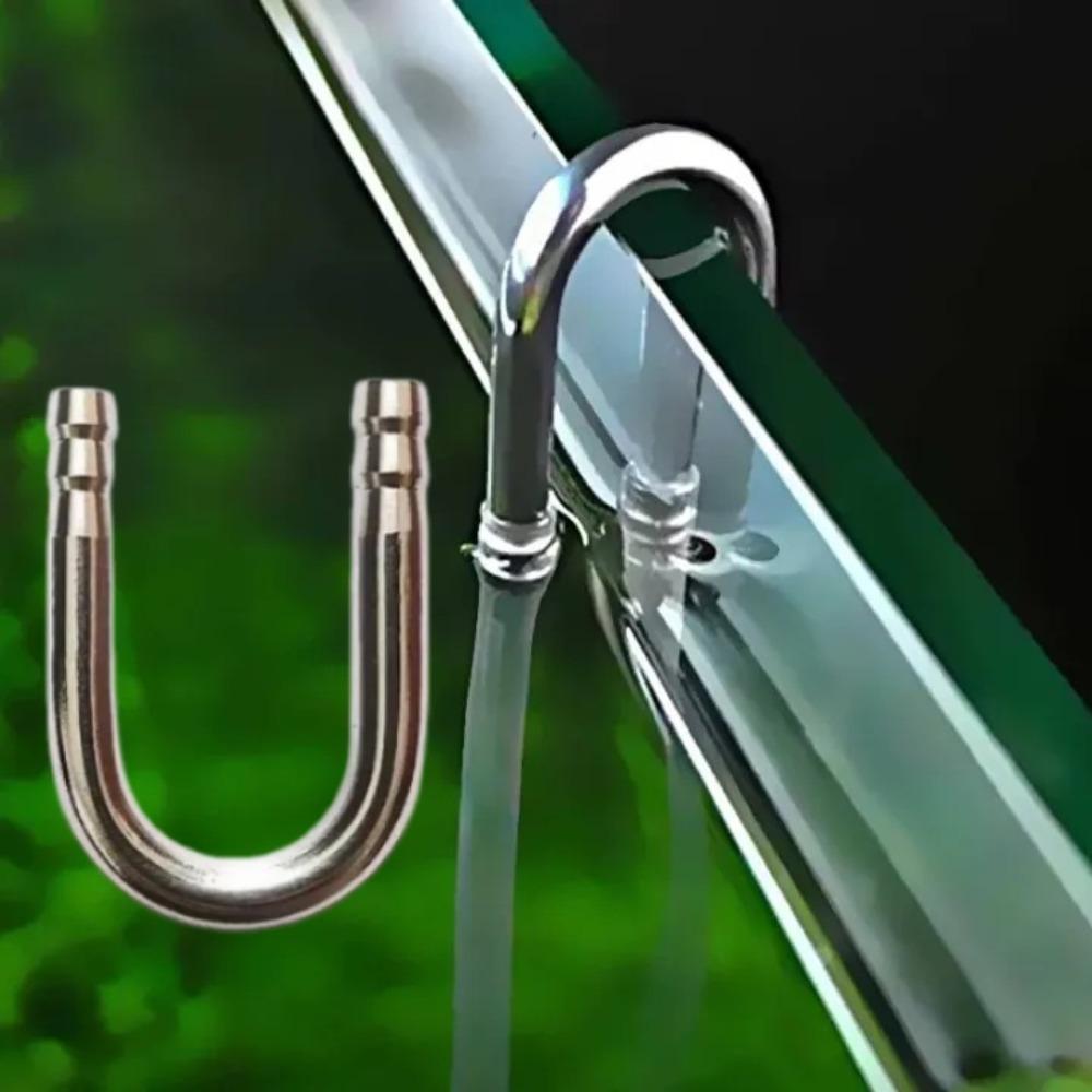 U Shape Aquarium Air Tube Connector Stainless Steel Co2 Diffuser Part Oxygen Pump Tube Connecting Bent Pipes Fish Tank Accessory