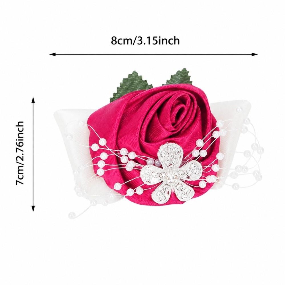 2pcs Rose Red Wrist Corsage Diamond Rose Bridal Wrist Flower Beautiful Wedding Corsage For Wedding