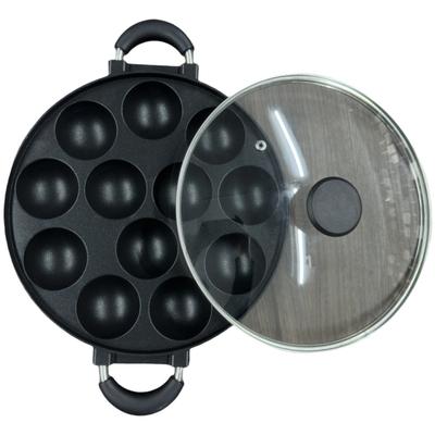 1 Set Pot With Glass Lid Kitchen Cooking Frying Pan 39*28*5.5cm Aluminum Alloy Takoyaki Pan 7Hole 12Hole 19Hole Grill Pan