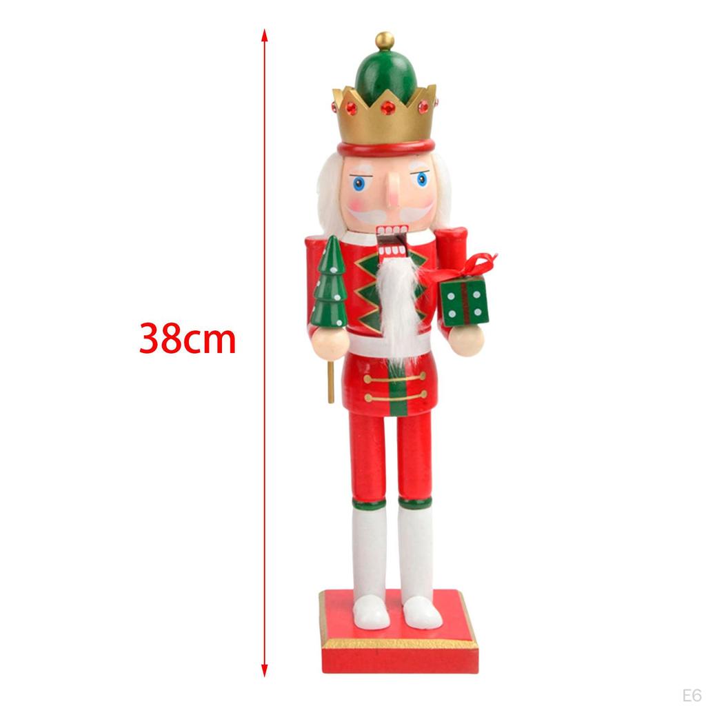 15 Inch Christmas Soldier, Doll Shape Puppet Toy, Wooden Soldier for Office Desk Decoration