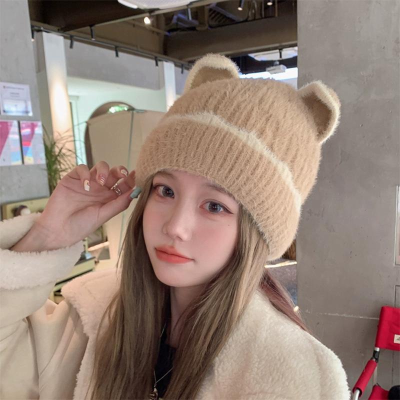 

Универсальная симпатичная шапка-пуловер для детей, осень и зима, японская модная вязаная шапка, термозащитная шерстяная шапка, новинка 2024 года average size elastic