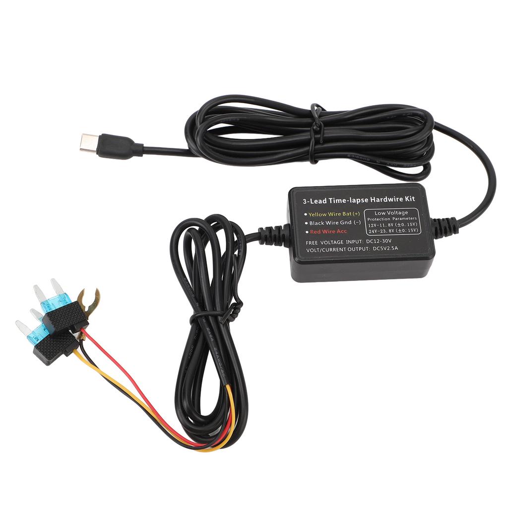 Typ C Dashcam Festverkabelungssatz 12V‑30V auf 5V Dashcam Stromkabel für GPS-Stromversorgung, Radarwarner und mehr