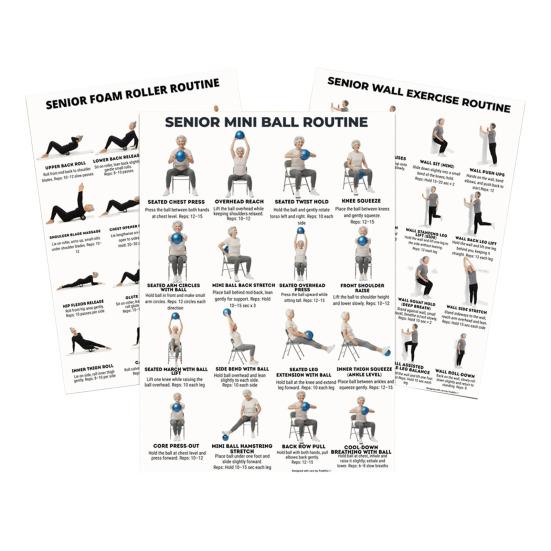 3Pcs Tai Chi Workout Posters Seated Exercise Chart with 16 Gentle Chair Yoga Movements Tai Chi Instructions for Beginners Seniors