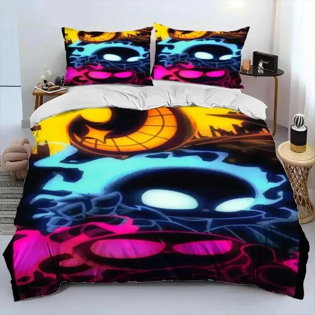 Cartoon Cuphead And Mugman Bedding Set Duvet Cover Sheet Printed Bed Set Pillowcase Bed Full Queen King Size Comforter Bedroom
