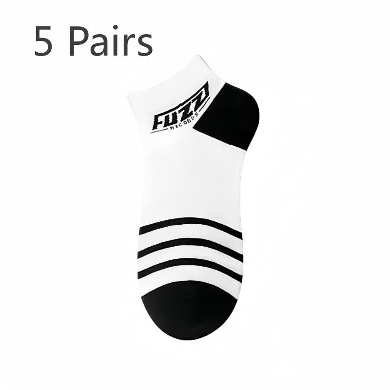 5 Pairs of Men's Summer Thin Pure Cotton Youth Sports Deodorant Socks