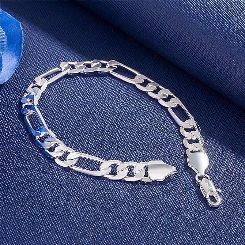 925  Silver 6MM Chain Bracelets For Women Men Fashion Simple Geometric Hollow Lobster Clasp Bracelet Engagement Jewelry