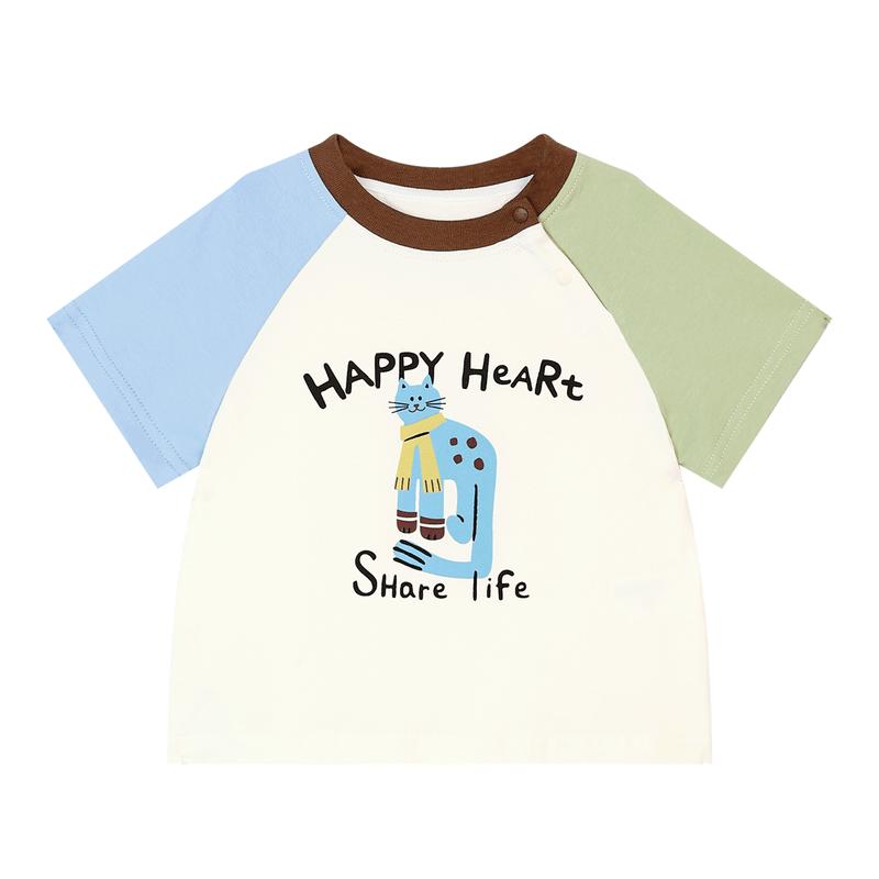 LUSON Baby Boys' 2025 Color-Block Raglan Short Sleeve T-Shirt