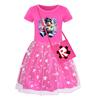 5529 Kids Girls Roblox Print Mesh Rainbow Round Neck Dress