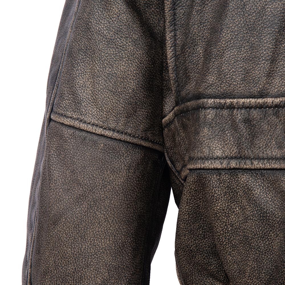 Maplesteed Super G1 Flight Jacket Men Gray Leather Jacket Vintage Quilted Natural Cowhide Fur