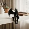 Handcrafted Devil Model 3D Printed Melancholy Gargoyle Figurine, Gothic Dark Demon Edge Sitter Statue Small with Bat Wings, Halloween Desktop Ornament