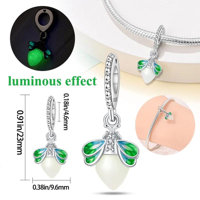 Copper Glow In The Dark Chameleon Charm Fit Original Bracelet Bead For Women Diy Luminous Firefly Fine Jewelry Gift