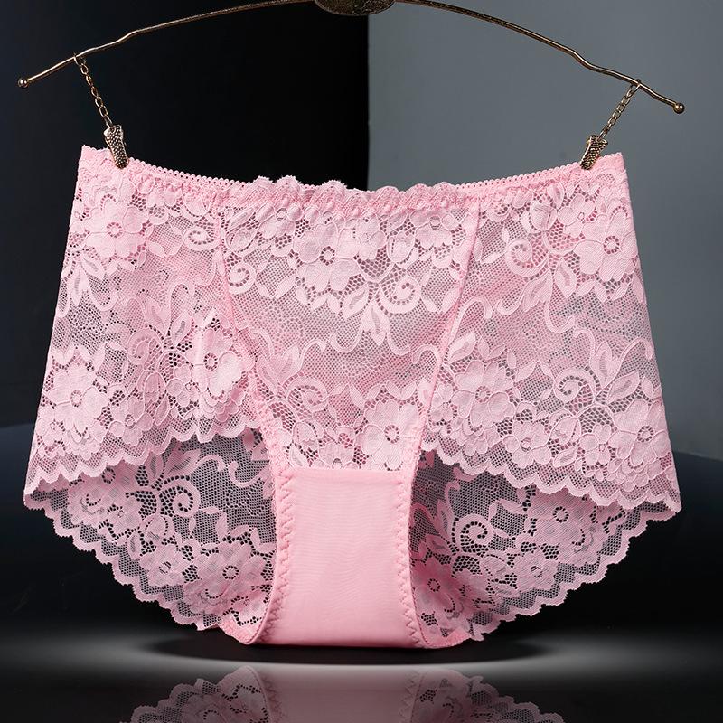 Sexy Hollow Lace Underwear Women's Plus Size Lingerie High Waisted Triangle Panties