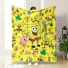 Colorful SpongeBob Characters On a Vibrant Yellow Background with Shapes. for All Seasons Blanket Lunch Break Throw Gift