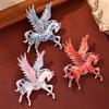 Zinc Zinc Alloy Zodiac Horse Badge Pin Chinese Style New Year Chest Flower Wings Horse Brooch  Gift