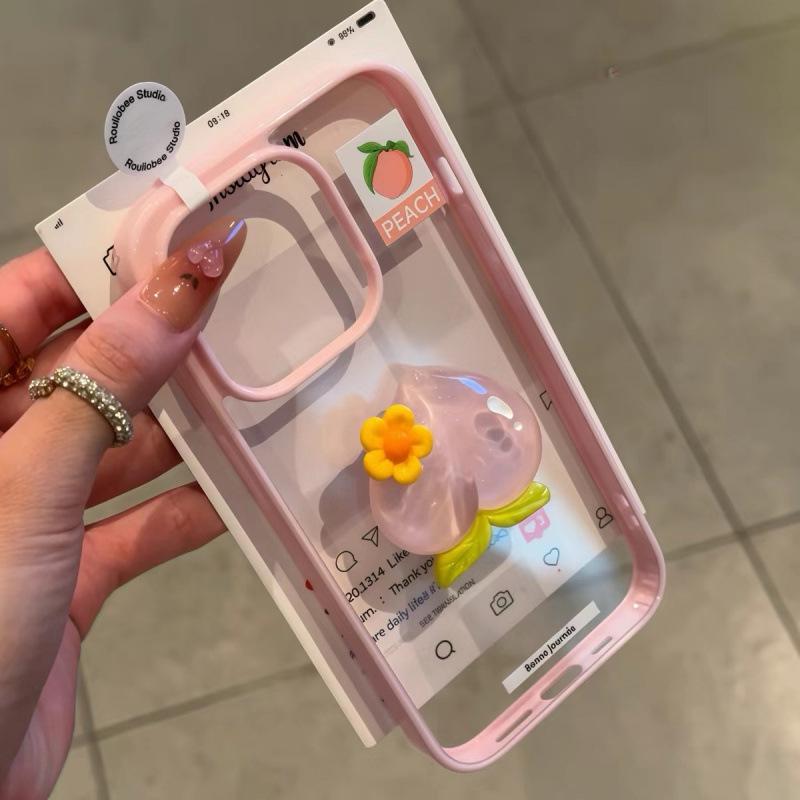 Creative Fruit Apple Acrylic Phone Case for iPhone 14 - 17ProMax, Transparent Luxury Style