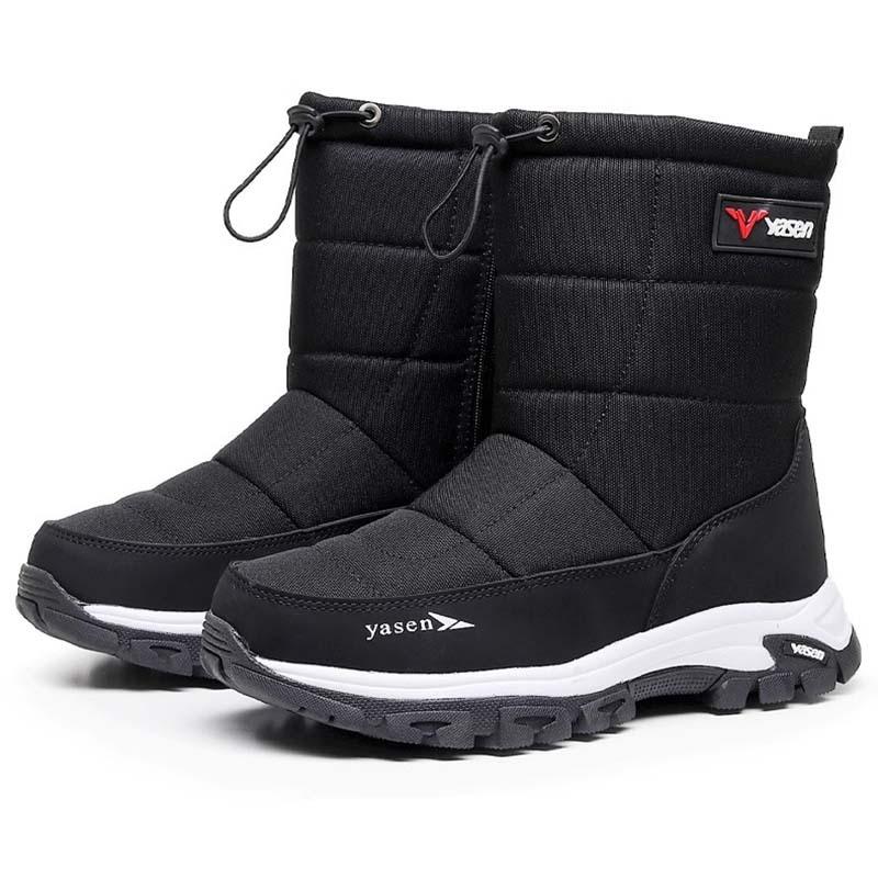 

Мужские зимние утепленные шерстяные водонепроницаемые удобные теплые до -40° легкие водонепроницаемые нескользящие ботинки на толстой подошве для походов и снега 46 чёрный