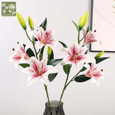 Indoor Home Furnishing Hotel Fake Flower Ornament Wedding, Simulated 6-head Perfume Lily Flower