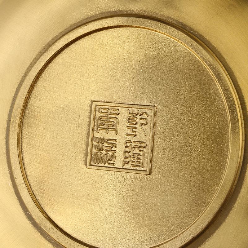 Brass Tribute Relief Antique Bronze Color Twelve Zodiac Dragon and Phoenix Offering Plate for Home Wedding