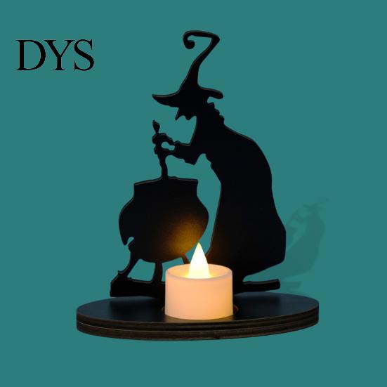 Halloween Decoration Witch Ornament Scary Old Desktop Wooden Party Decorations Candle Holder Gift Witch-themed Decor