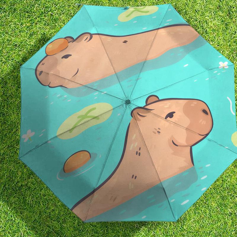 1pc Capybara Orange Pattern Umbrella Design Automatic Opening and Closing Umbrella, High-quality Travel Umbrella,  c1128005