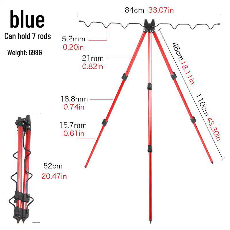 Infällbart aluminiumsurfiskespöställ Stativ för långa kast – Fiskeutrustning för flera spön utomhus