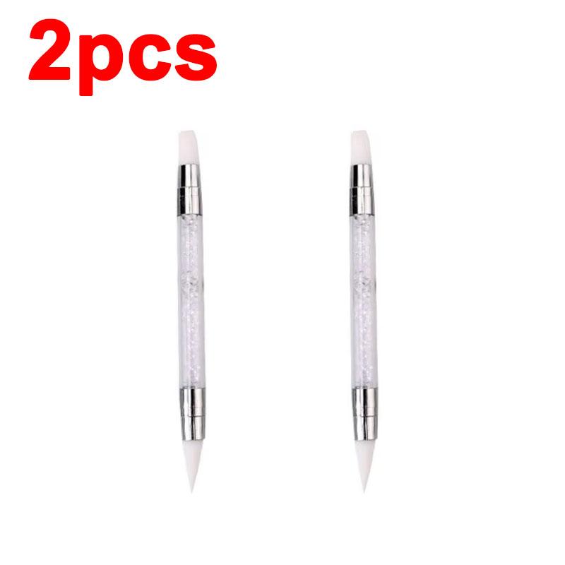 Rhinestone Applicator Pencil Dual-Ended Silicone Head Carving Dotting Pen Nail Dot Pen Stone Picker Refill Manicure Tools DB05