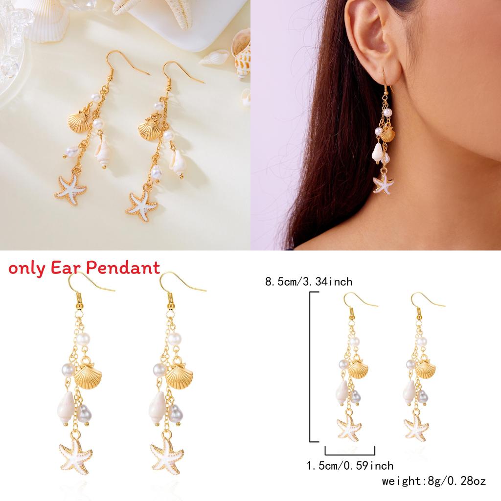 Summer Ocean Style Shell Pendant Earrings With Unique Geometric Design For Women