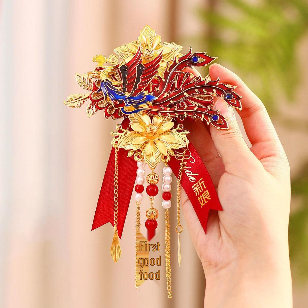 Premium Dragon and Phoenix Wedding Corsage Set for Bride and Groom - Elegant Boutonniere Pins