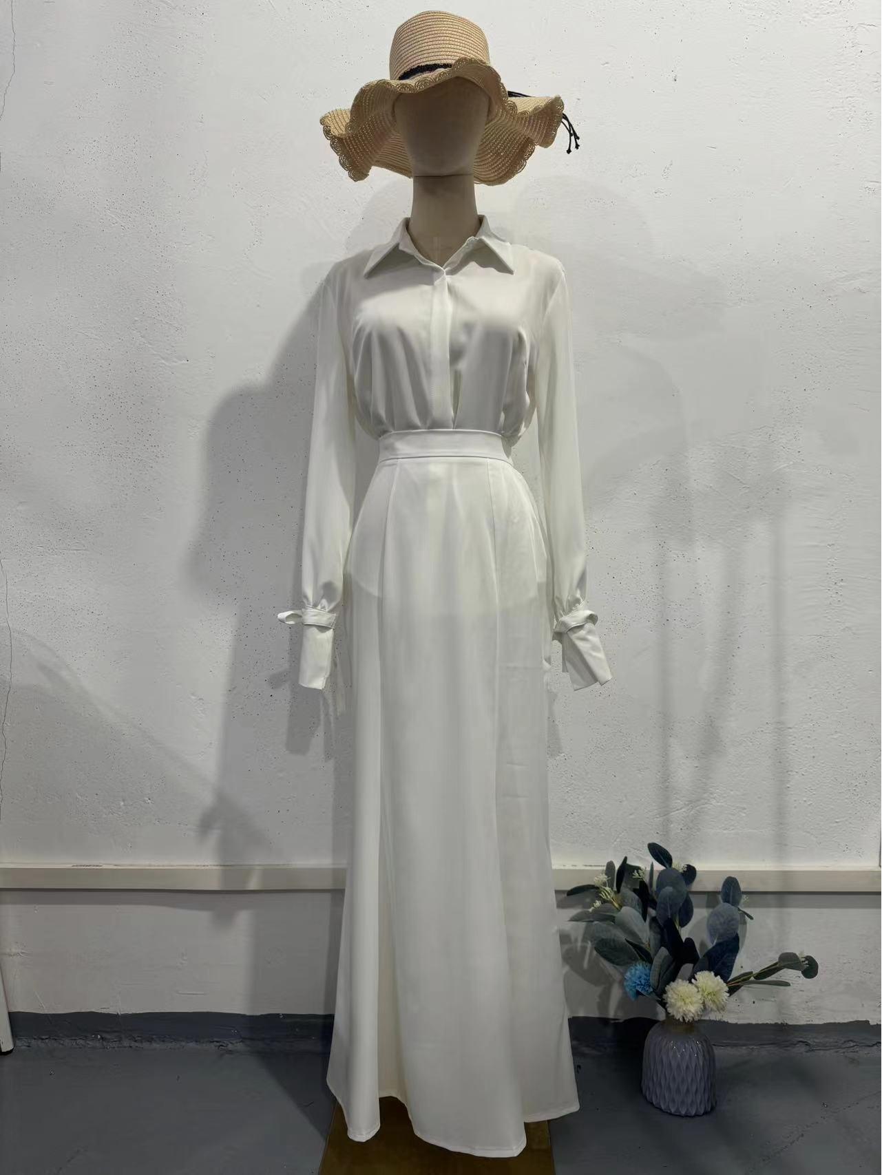 Летний женский дышащий профессиональный комплект из двух предметов - Элегантный повседневный стиль для работы L белый