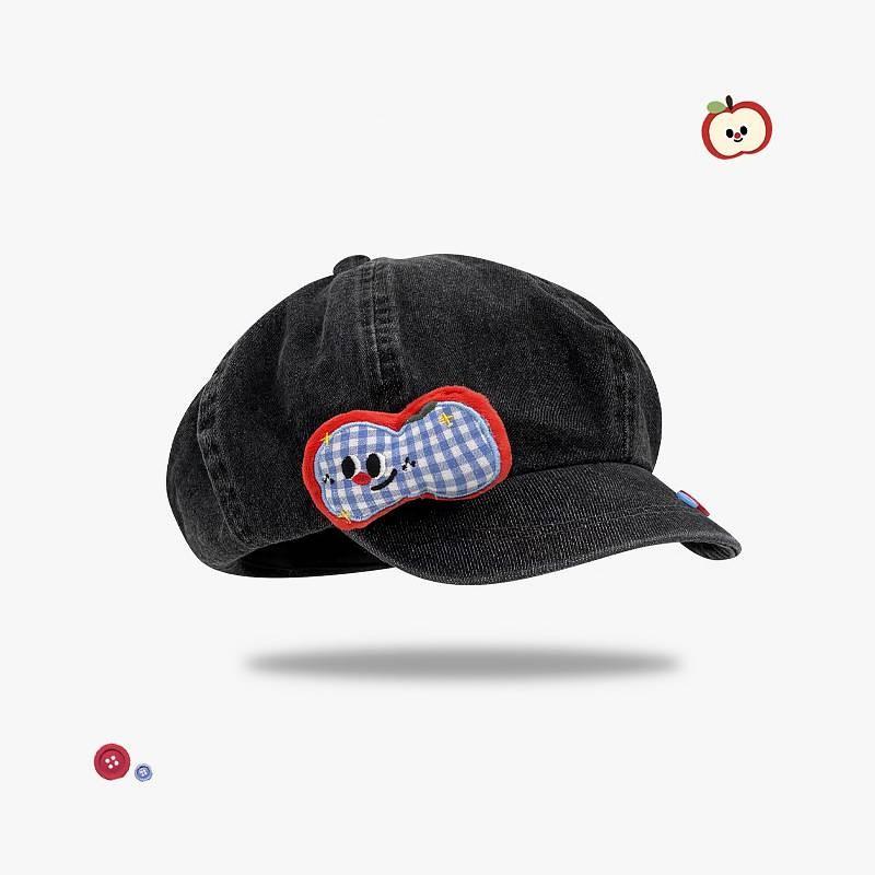Button Denim Fruit Beret Hat With Cloud Design For Womens Casual Spring