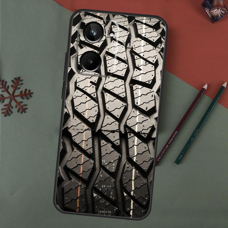 Tire Tread Pattern Case For Realme C75 C65 C67 C71 C63 C61 C55 C51 C53 C35 11 12 13 14 15 Pro Plus GT6 GT7 Pro