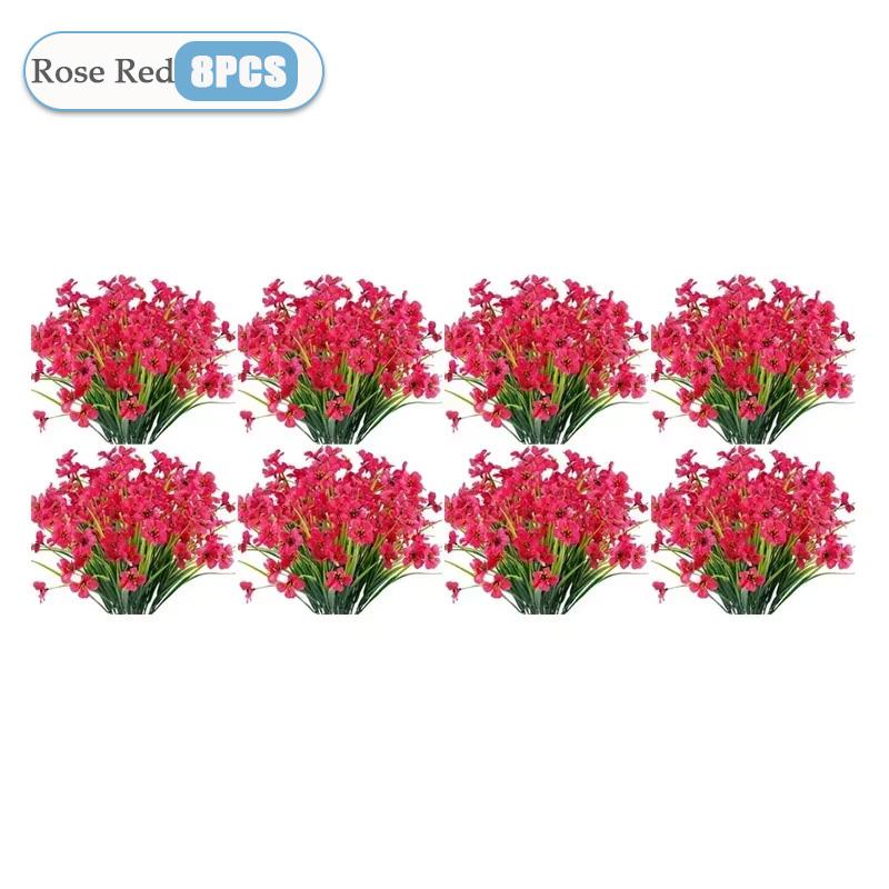 2-16PCS Artificial Flowers UV Resistant Faux Plastic Shrubs Plants Outdoor Garden Patio Porch Home Wedding Farmhouse Decorations