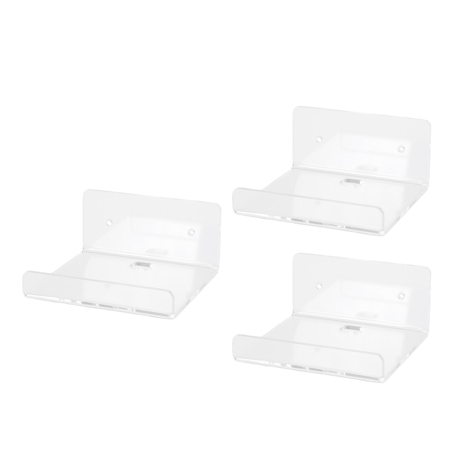 

3PCS Small Floating Shelves Acrylic Wall Mounted Mini Floating Storage Shelf with Adhesive for Plant Picture Figure прозорий