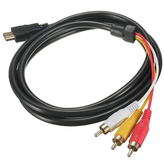 5 Feet 1080P HDTV HDMI-compatible Male to 3 RCA Audio Video AV Cable Cord Adapter