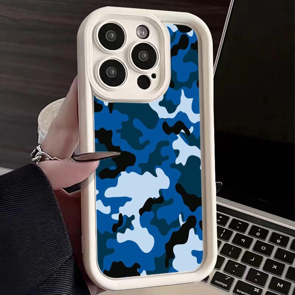 LZ6 Camouflage Camo Design Silicone Phone Case for iPhone 11 13 14 15 16 Pro Max 7 8 16 Plus 12 mini XS Max XR Shockproof Back Cover