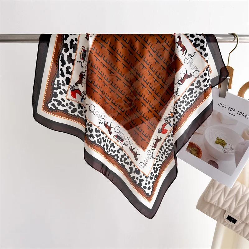New landscape printed silk scarf square scarf high-end shawl professional versatile neck small square scarf headscarf women'