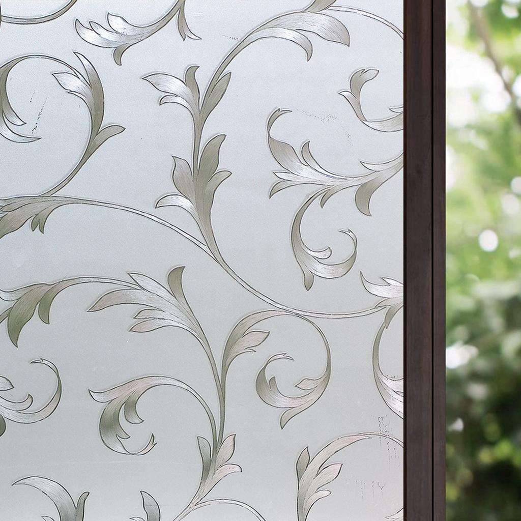 Privacy Patterned Frosted Window Film for Glass Lace Decorative Opaque Static Cling Vinyl Self-Adhesive Window Sticker for Home