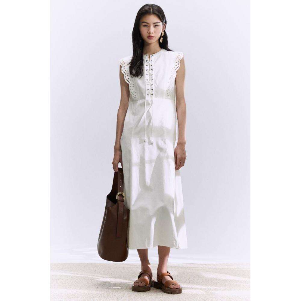 

H M lace up dress white