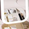 Large Capacity LED Cosmetic Storage Box with Mirror Three Color Dimmable Light for Travel Makeup Organization