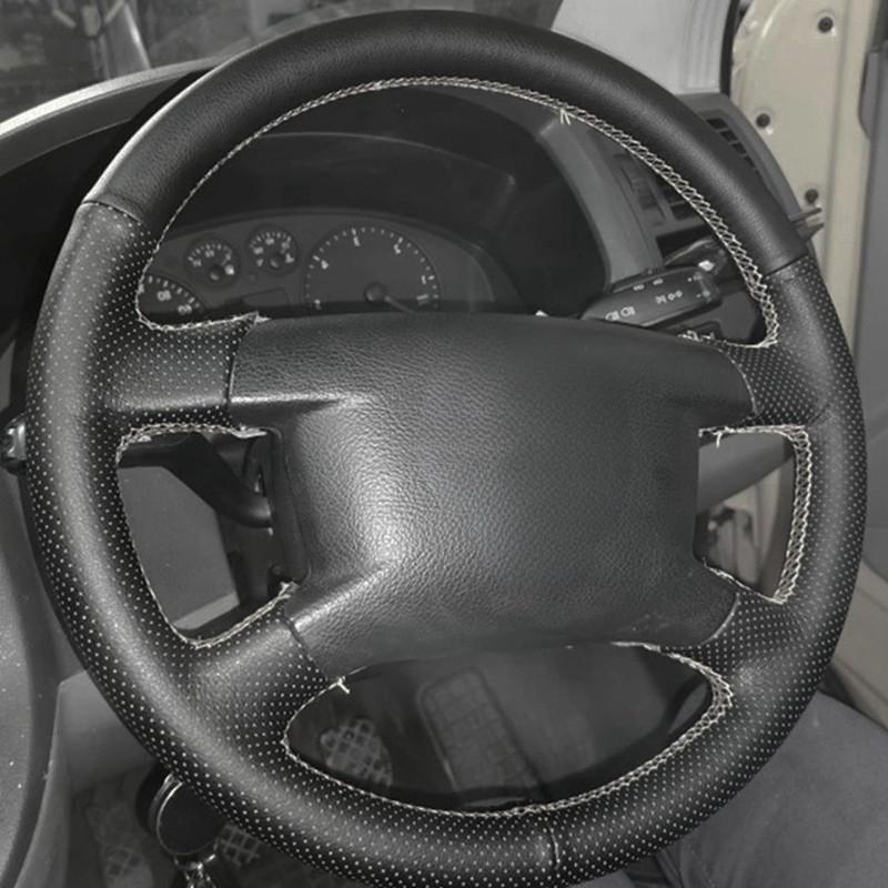 Car Steering Wheel Cover Hand Sewing Artificial Leather Braid Car Accessories For Volkswagen Caddy Caravelle Transporter T5