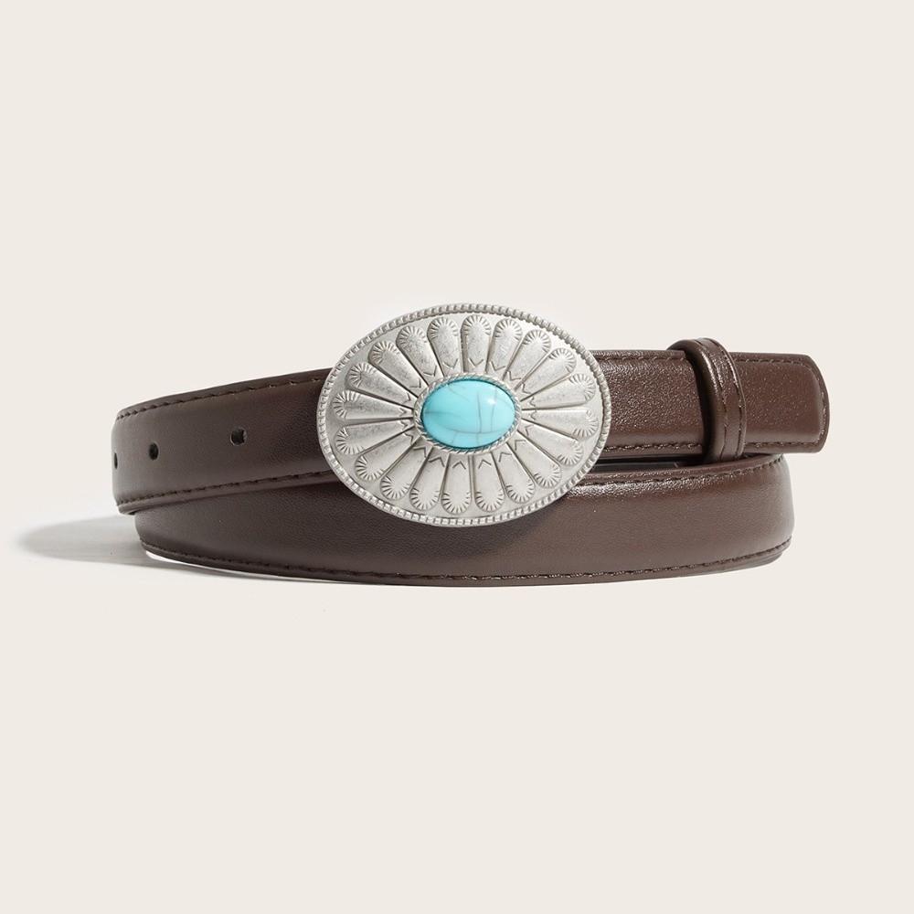 Silver Buckle Women's Belt Simple Waist Strap Fashion Waist Belt Dress Decoration
