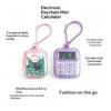 Mini Pocket Calculator Detachable Keychain Time Display Durable Plastic Counter for Students School Daily Use