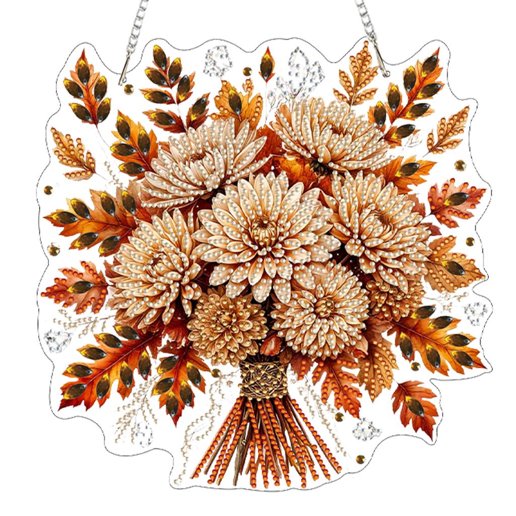 Diamond Painting DIY Pendant Kit 2D Autumn Single Side 9.65x9.45in PET Metal Hanging Chain Drill Tools Full Set
